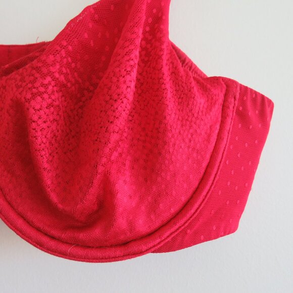 WACOAL Back Appeal Mesh Bra in Barbados Cherry Retro Pinup - Size 38C - Picture 4 of 13